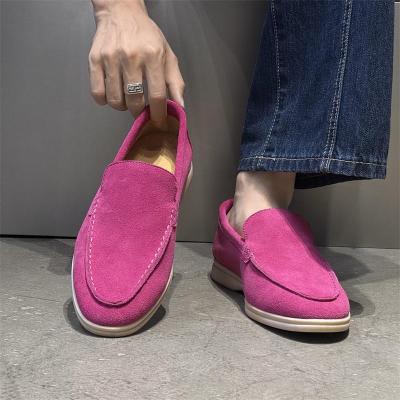Mens Loafer Shoes Slip-On Casual Suede Leather Round Toe Lightweight Dress Office Commute