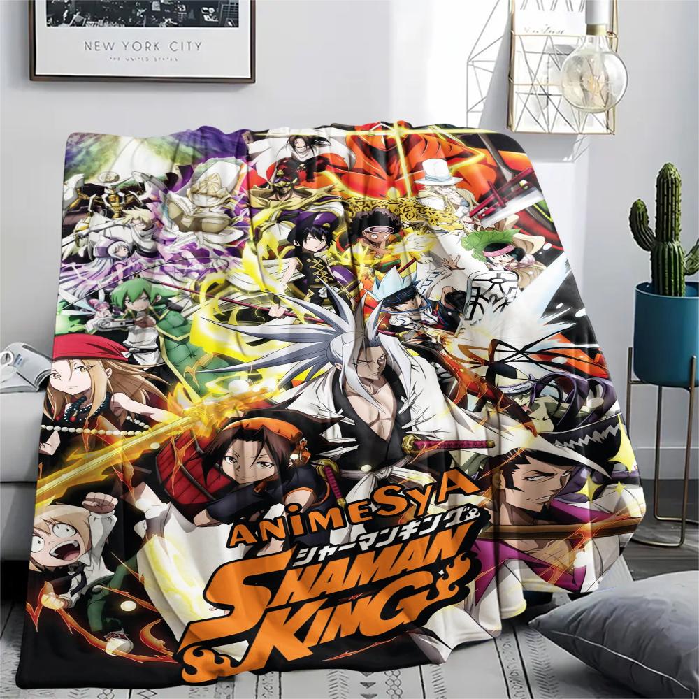 1PC SHAMAN KING Print Flannel Blanket, High quality Comfortable for All Seasons, Home Decor, Warmth and Comfort, Perfect for Christmas Gifts