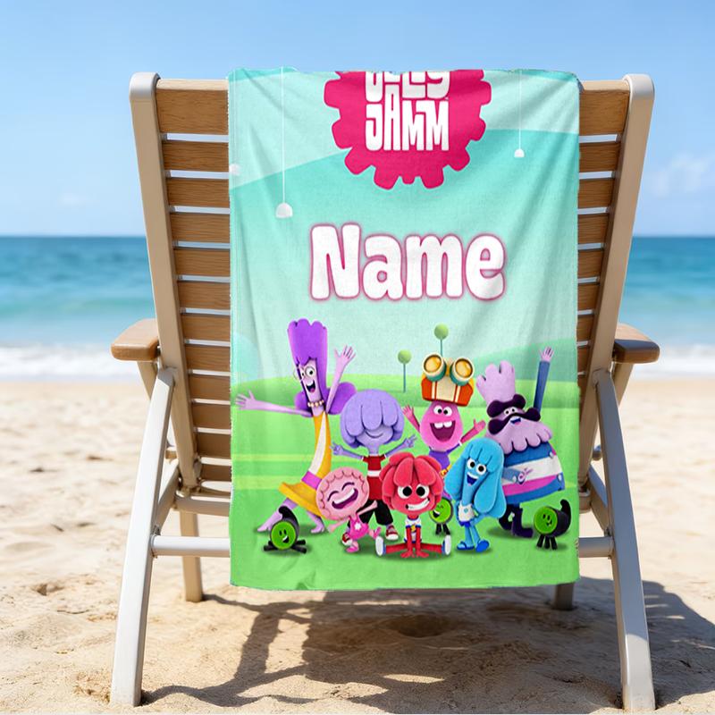 Custom Name Ultrasoft Beach Towel With Jelly Jamm Themeideal For Pool Camping Diving Perfect Travel Essential Vibrant Beach Towel