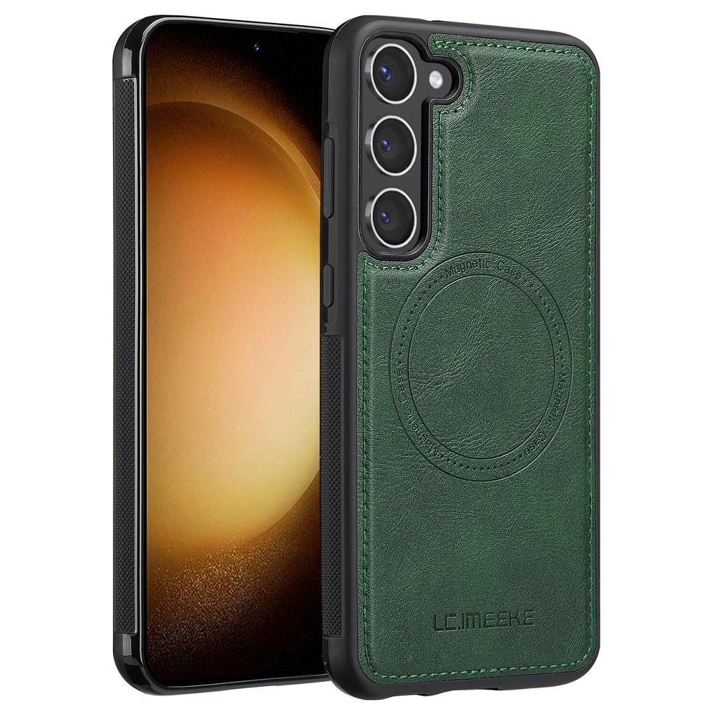 LC.IMEEKE For Samsung Galaxy S23+ Magnetic Case Compatible with MagSafe Leather TPU Back Cover