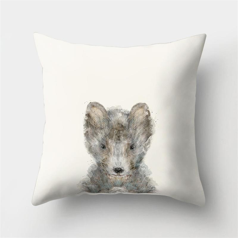 Чехол для подушки с милым животным, собакой, оленем, медведем, домашний диван, декоративная подушка для спальни, наволочка
