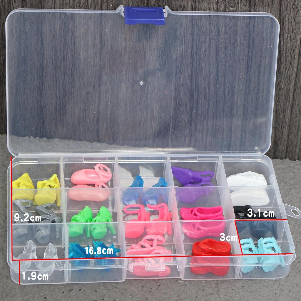 1/6 Dolls Shoes Pack with Storage Box, Flats High Heels Boot, Dollhouse Furniture for 30cm Doll 30cm Doll Toy Gift Set