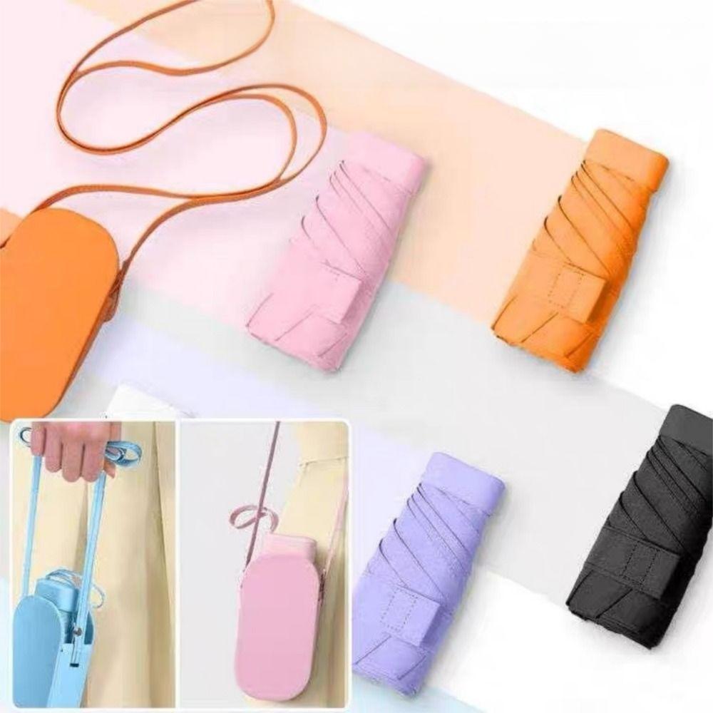 Защита от УФ-лучей Портативный Солнцезащитный Зонт Слинг Чехол из ПУ Кожи Дорожный Зонт от Дождя Для Улицы