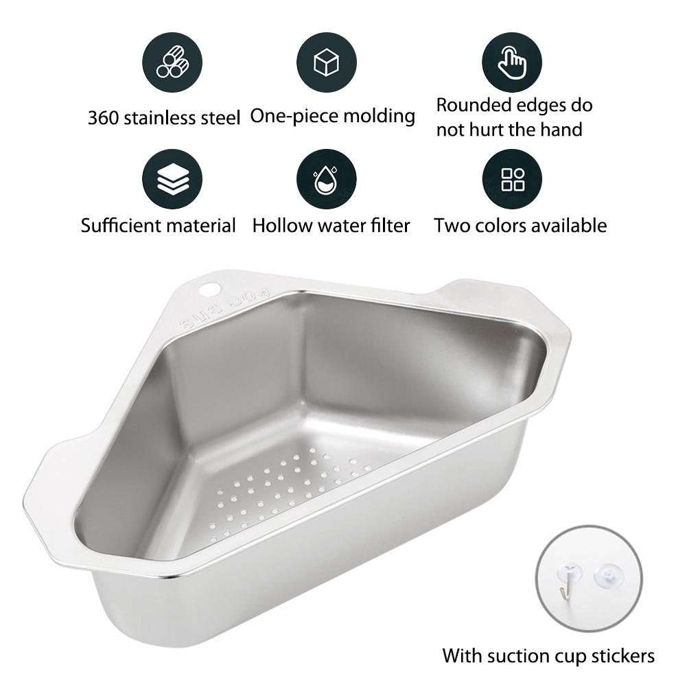 Stainless Steel Sink Strainer Basket Hangs On Faucet Fits All Sink Kitchen Tool for Kitchen Sink for Bathroom Soap Box Organizer