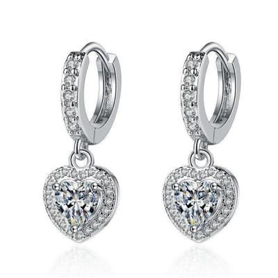 Серьги из стерлингового серебра 925 пробы AAAAA Циркон Сердцевидный Подвесной Серьги для Женщин Элегантные Подарок на День Рождения Свадебную Вечеринку Ювелирные изделия