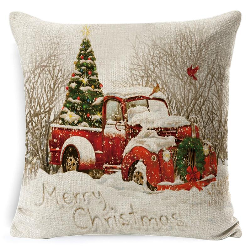 Christmas Snowman Pillowcase Living Room Decoration Linen Pillowcase New Year Santa Claus Christmas Sofa Cushion Cover