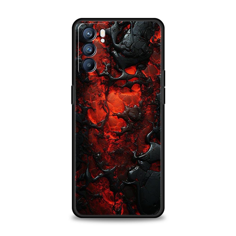 Black Red Ripple Art Phone Case For Oppo Reno 13 12 11 10 7 F Find X5 X6 A98 A80 A79 A78 A57 A54 A31 A17 Pro 5G Soft TPU Cover