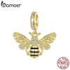 BAMOER позолоченные подвески в виде пчелы, бусины с CZ, подходят для европейских браслетов, роскошная подвеска из стерлингового серебра 925 пробы, ювелирные аксессуары своими руками