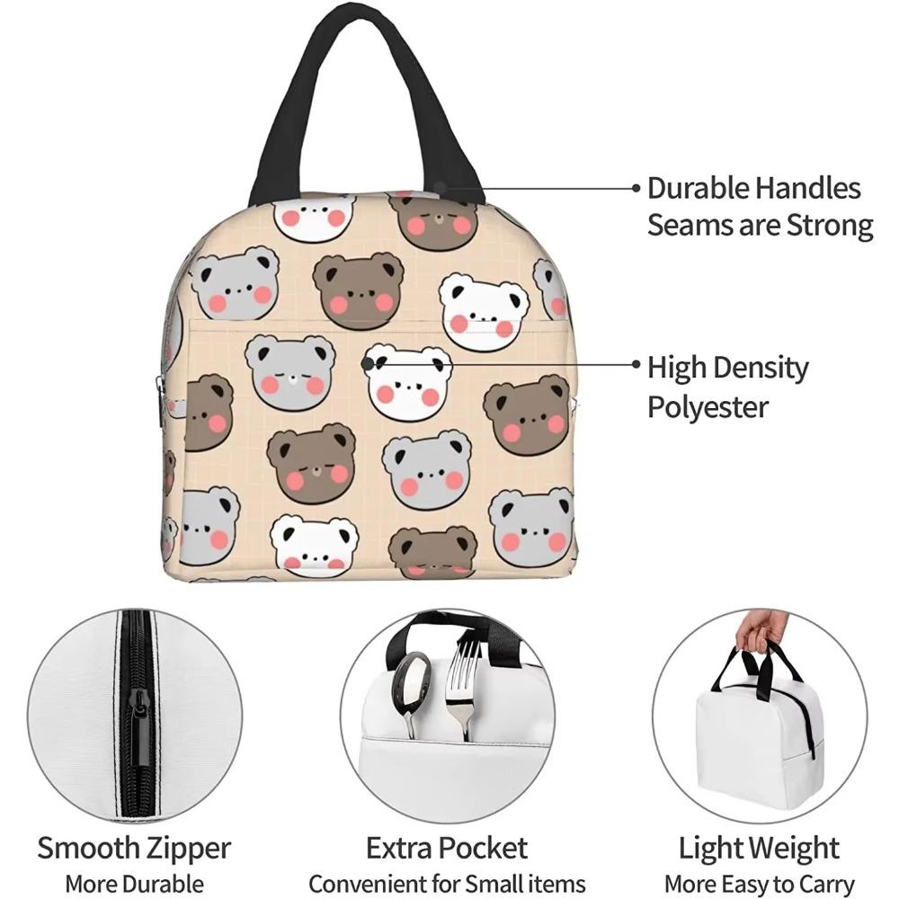 Ланч-бокс с рисунком кавайного медведя, сумка для бенто, изолированные ланч-боксы, многоразовая водонепроницаемая сумка для ланча с карманом для школы, офиса, пикника