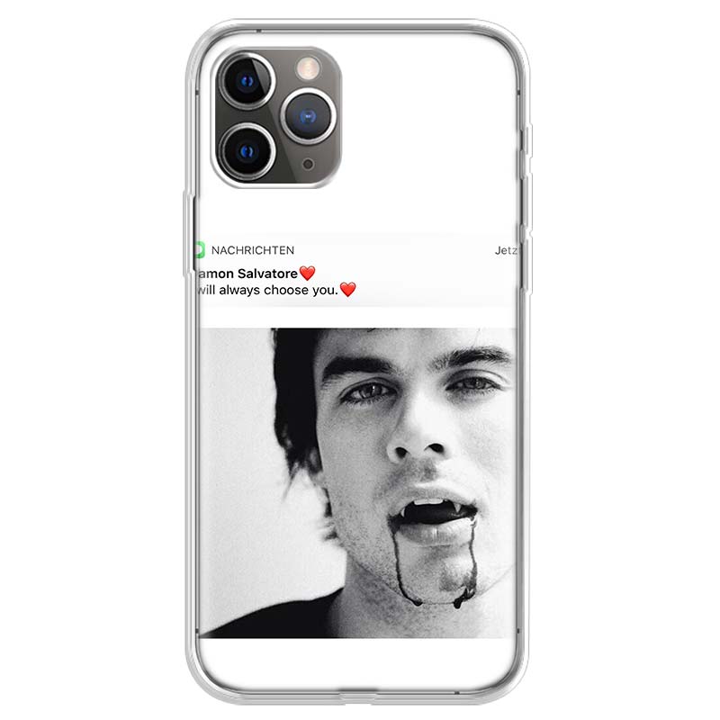Дневники вампира Деймон Сальваторе Мягкий чехол для телефона для IPhone 18 11 17 Air 16E 16 Pro Max 15 + 14 Plus 13 Mini 12 Apple 7 SE 8 Забавный