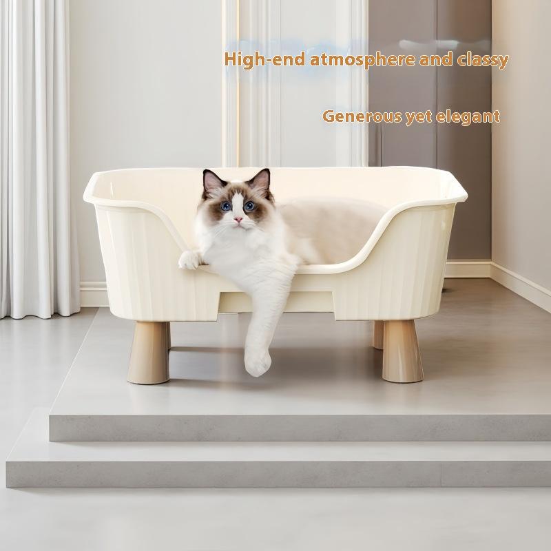 Простой полузакрытый лоток для кошачьего туалета большой вместимости с защитой от брызг и увеличенной высотой, уборочный таз, товары для питомцев