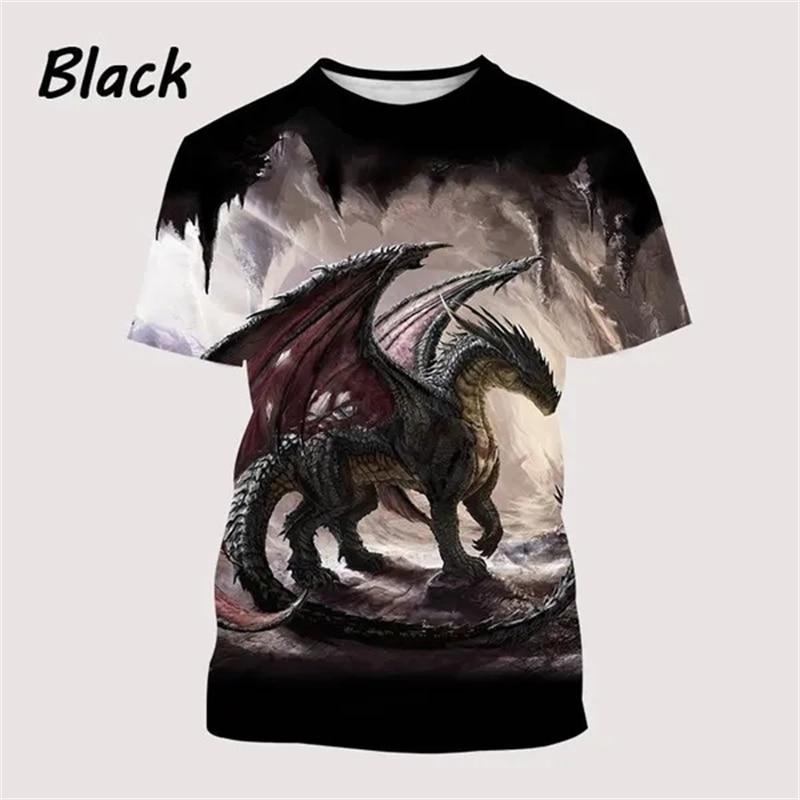 Dragon 3d Printing Men's T-shirts Street Hip-hop Funny Fashion Cool Top Casual Fashion Trend Personality Trendy Unisex Tees Tops