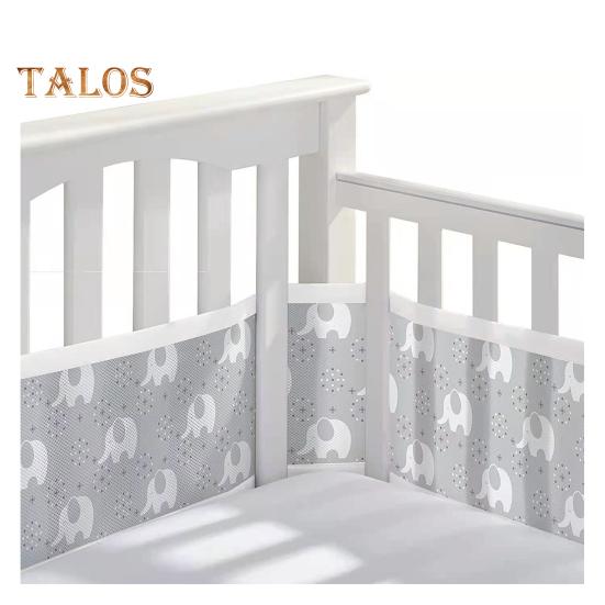 Дышащая сетчатая подкладка для кроватки с двухсторонними ремнями. Сетчатый барьер для безопасности детской кроватки. Простая установка. Защита конечностей. Бампер для кроватки.