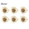 Reusable Cloth Napkin Rings 6Pcs Linen Flower Rings, Wooden Ring Rustic Holders, Floral Table Decorations Farmhouse for Wedding Bridal Shower