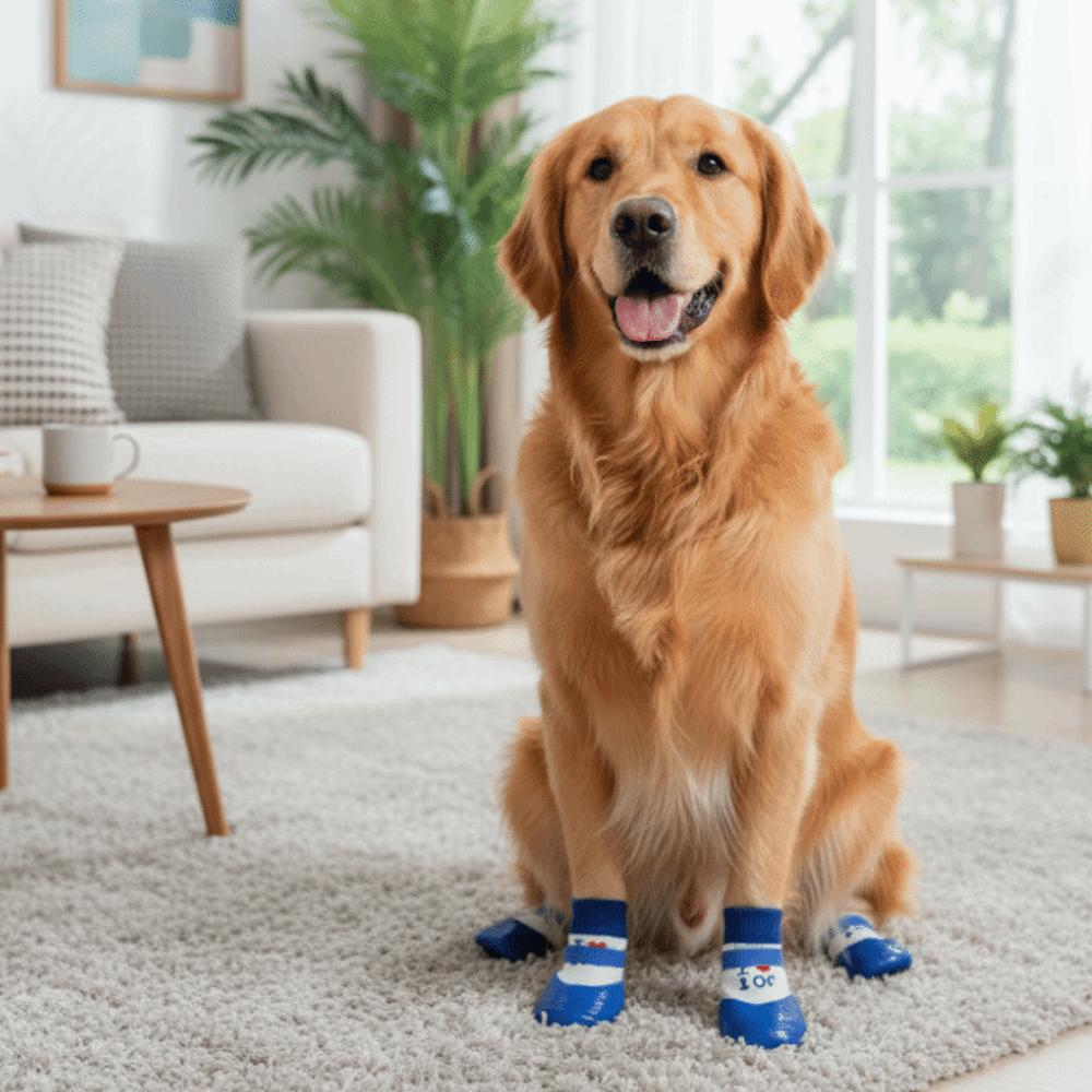 4 pieces/set Waterproof Pet Socks Booties Warm Anti-Slip Dog Foot Covers Wear Resistant Soft Sole Dog Socks Shoes