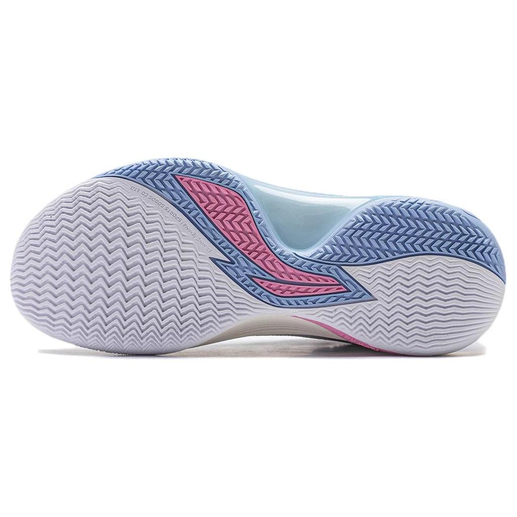 Li Ning Flashing Ling Fabric Shock Absorbing Durable Low Top Basketball Shoes Men Sneakers White Blue ABPU001-2