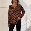 Bahor va Kuz Ayollar Bluzkalari Toplar Uzun Qo'lli Leopard Dizaynli Ko'ylak