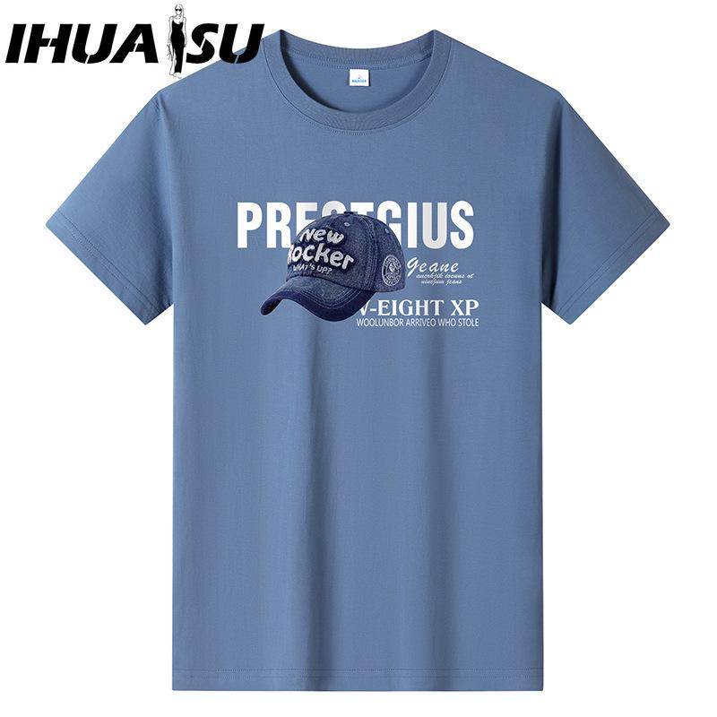 IHUASU Хлопковая футболка с коротким рукавом, мужская модная свободная рубашка с половиной рукава, сострадательная рубашка с принтом