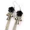 Les Trésors De Lily [K1382] — Серебристо-черные дизайнерские серьги «Скарлетт»