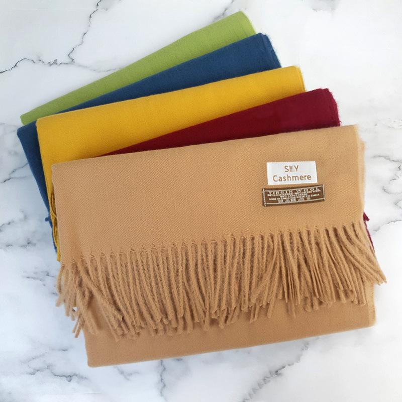 200 * 70 см толстый однотонный женский кашемировый имитационный шарф для зимы роскошная женская шерстяная шаль