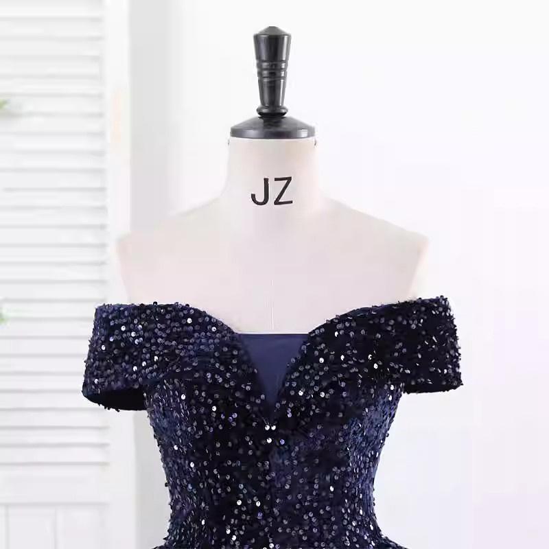 Вечернее платье с пайетками с открытыми плечами для женщин: Идеально для выступлений, конкурсов красоты и гала-мероприятий с пышной длинной юбкой.