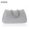 Women Crystal U Diamond Clasp Clutch Bags Glitter Silver Evening Bags Woman Handbag