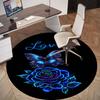 1pc Rose Butterfly Round Chair mat Area Rug - Non-Slip, Floor Mat for Office, Bedroom, and Indoor Decor -1002021