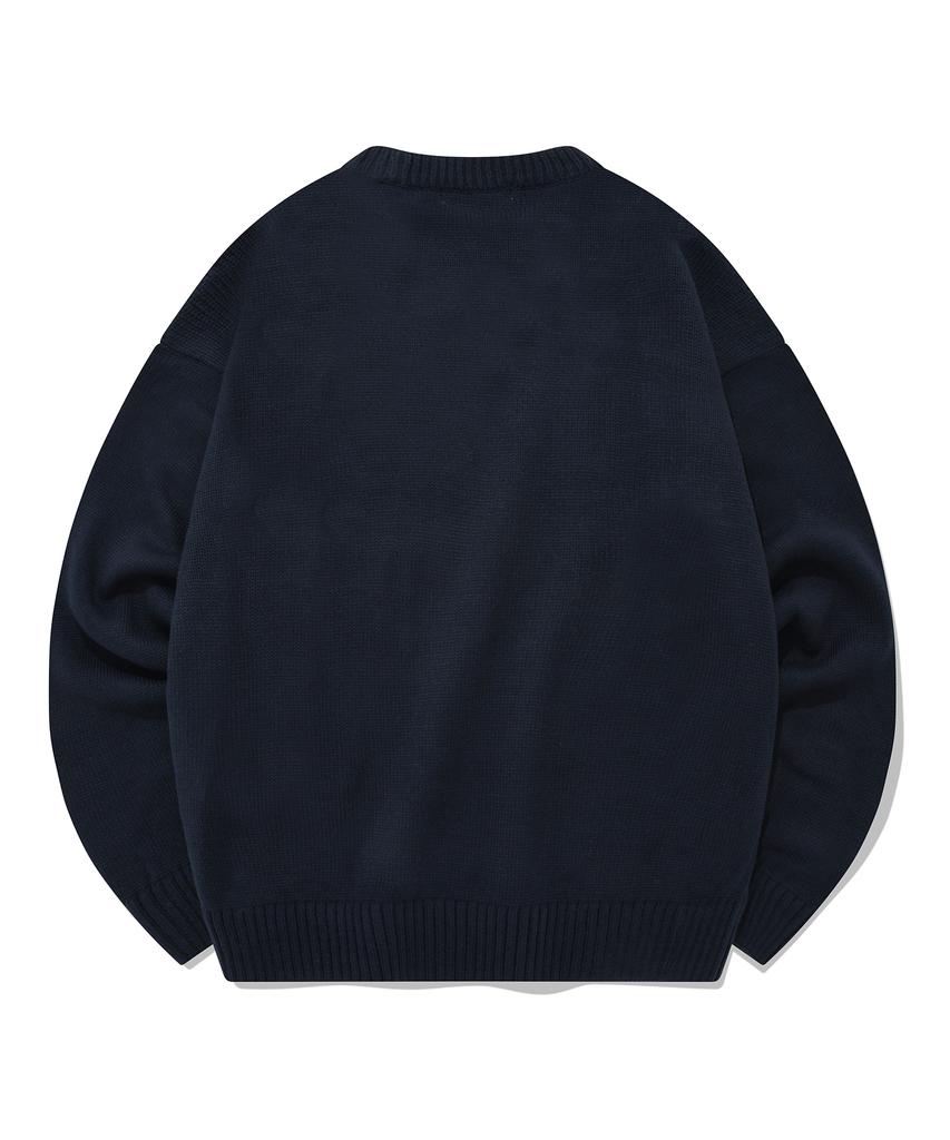 FALLETT [24Fw] Drawing Flower Knit Navy