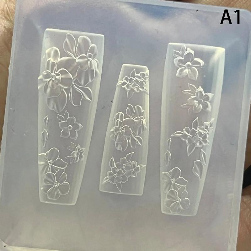 1 шт. мультяшная рождественская силиконовая форма для ногтей в стиле барокко, французский стиль, высокопрозрачная, 3D-рельеф, шаблон для ногтей, украшения для DIY-нейл-арта