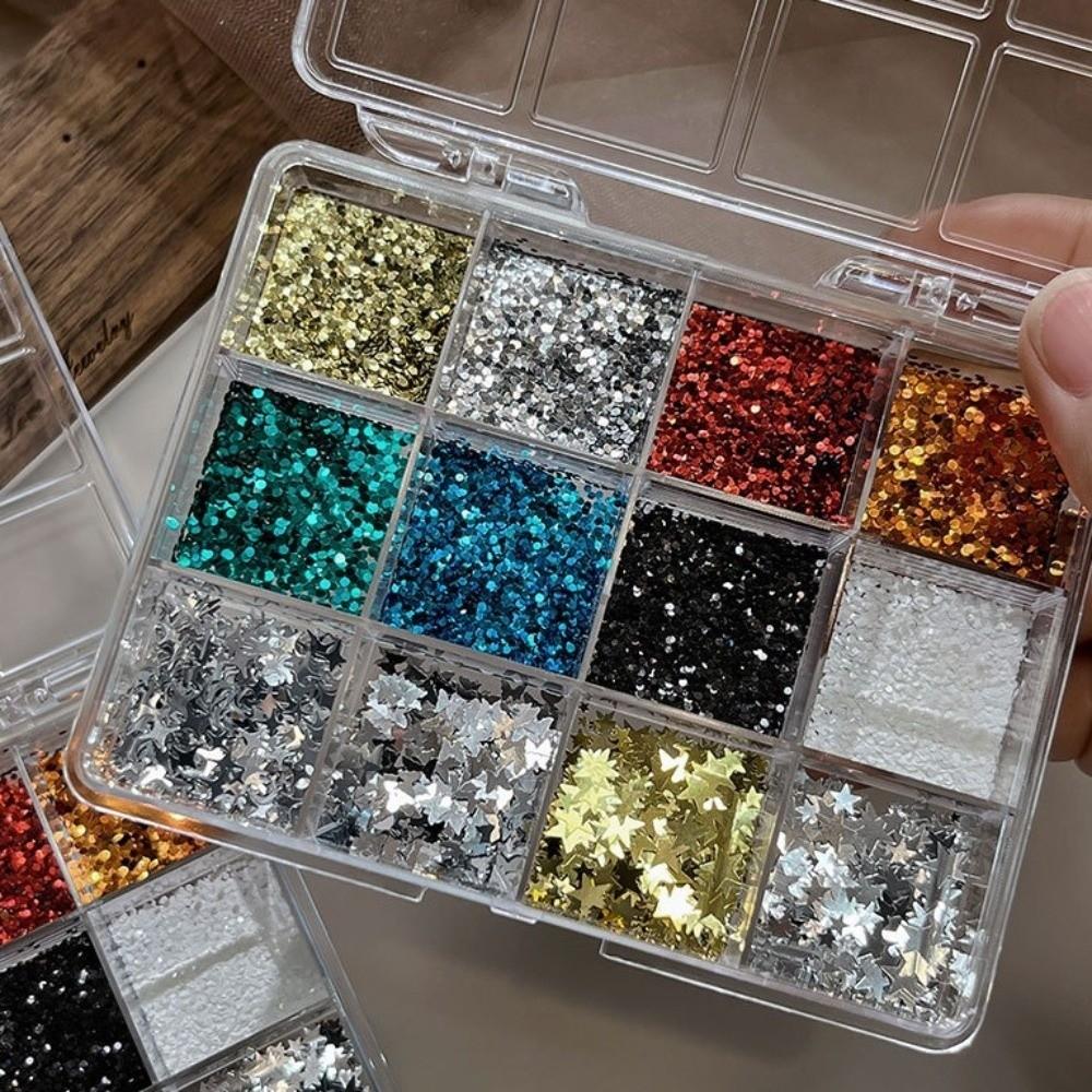 12 Grids/Box Nail Art Sequins Kit Mixed Shape DIY Nail Embellishments Manicure Accessories