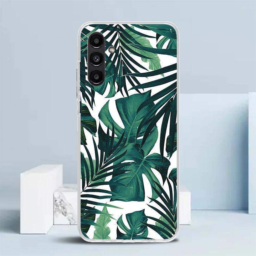 Летние Тропические Растения Зеленый Лист Чехол для Телефона Для Samsung Galaxy A17 A37 A57 A16 A15 A14 A13 A56 A55 A54 A53 A36 A35 A34 A33 A26