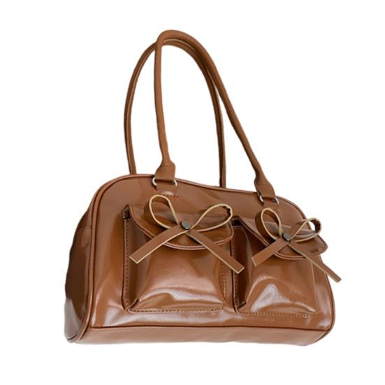 Женская сумка-тоут из искусственной кожи, наплечная сумка с милыми бантиками, водонепроницаемая повседневная сумка для поездок на работу, прогулок по улице, ежедневных дел