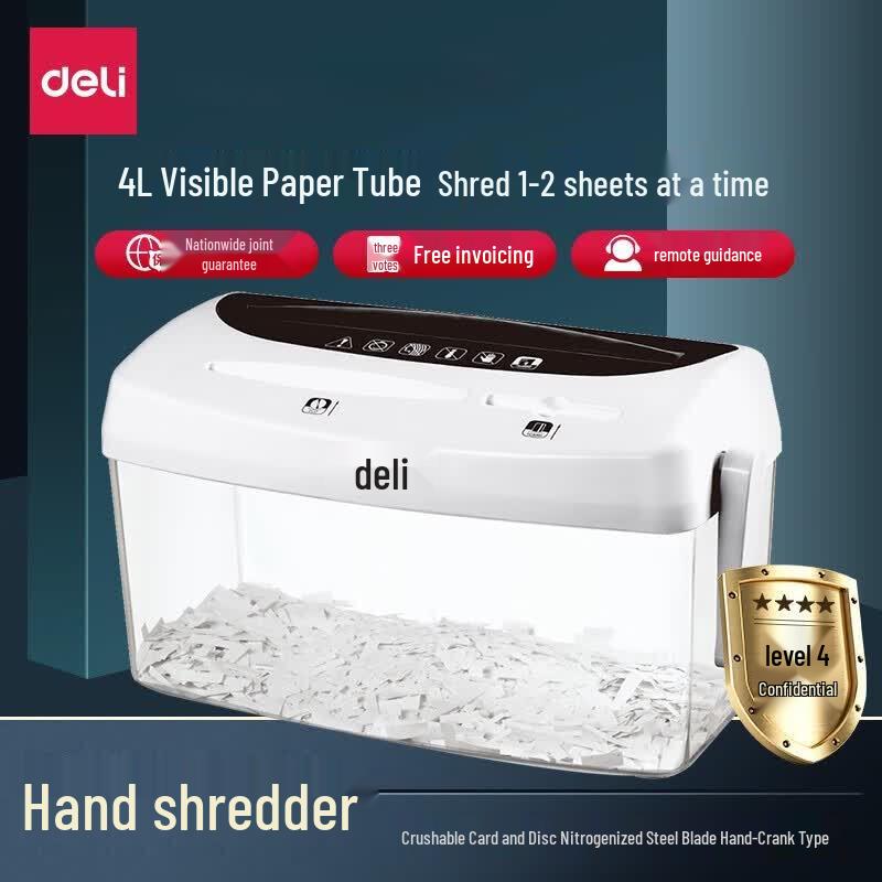 Deli Manual Portable Mini Paper Shredder CN plug (adapter included)