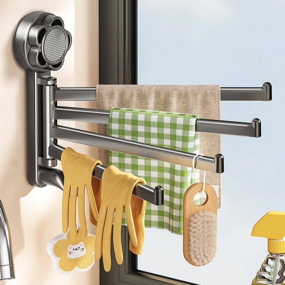 Wall Mounted Towel Hanger Rotating Bath Towel Holder Strong Suction Towel Rack Shower