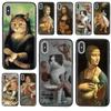 Very Cheap For iPhone 11 12 13 Pro Mini 5 5S SE 5C 6 6S 7 8 X XR XS Plus Max Leonardo Da Vinci Mona Lisa Pat Cat Black Funda