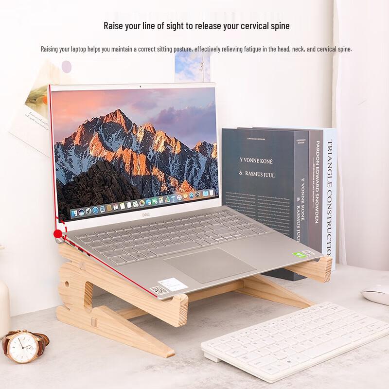 Вертикальная подставка для ноутбука из массива дерева с настольным зажимом