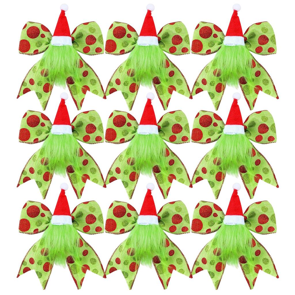 Украшение-бант, Бант с зелеными волосами, Рождественские аксессуары, Украшение подарочной коробки, Украшение венка на елку.