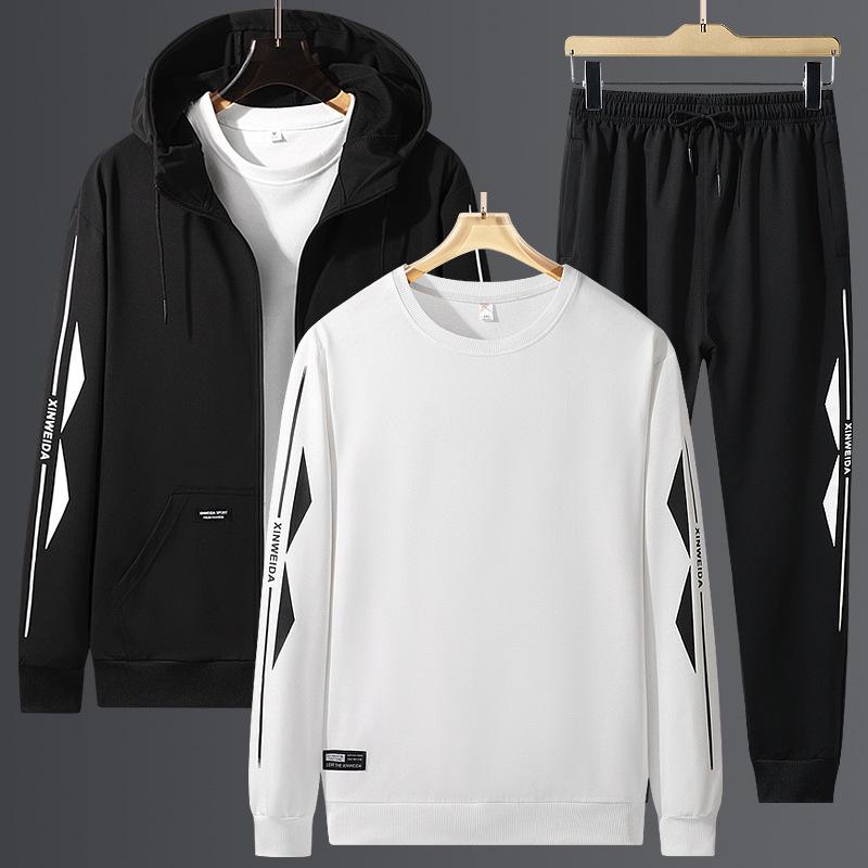 Плюс Размер 8xl Мужской Повседневный Спортивный Костюм Осенний Напечатанный Свитшот Комплект Из Трех Частей