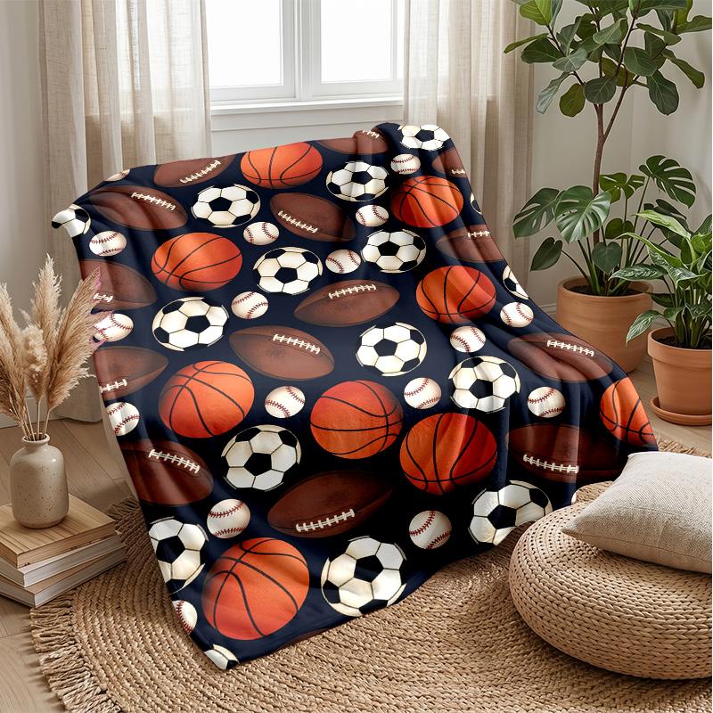 Sports Ball Pattern 7 Theme blanket Lightweight Warm Flannel Blanket Decorative Throw Blanket for Home Decoration