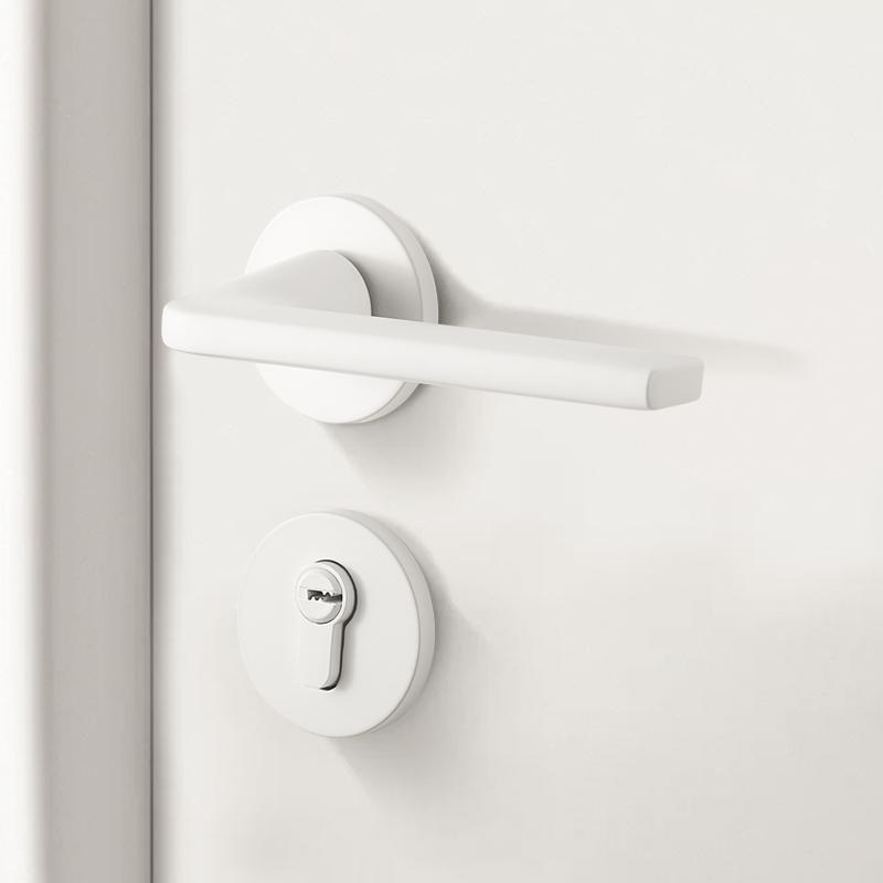White Bedroom Door Lock, Silent Split Lock, Household Wooden Door Handle Lock