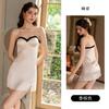 Women's Solid Satin Lace Low Cut Padded Slim Slit Cami Sleep Dress