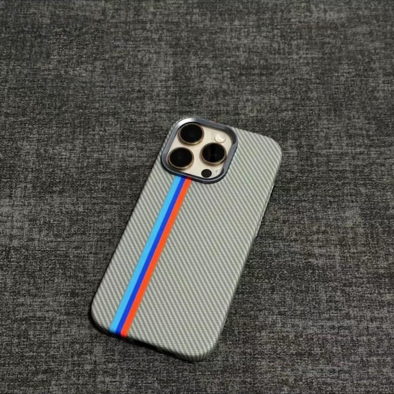 Магнитный Чехол из Углеродного Волокна для Телефона iPhone 16 Pro Max 15 с Текстурой Кевлара, Противоскользящий, Ударопрочный