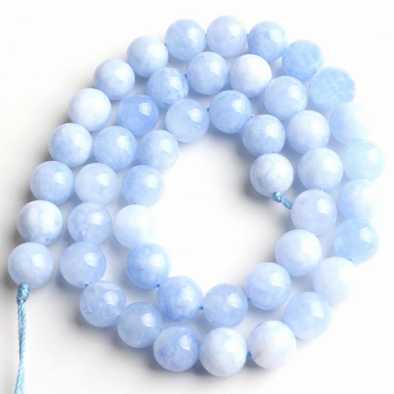 A+ Natural Angelite Stone Beads Round Blue Loose Spacer Beads For Jewelry Making DIY 15" 4/6/8/10mm