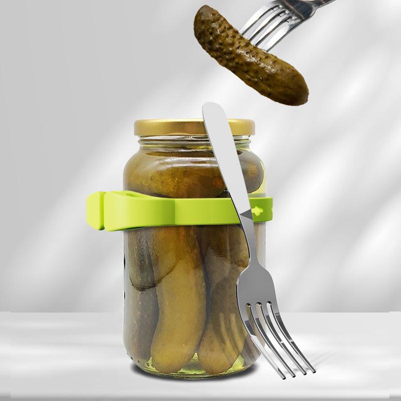 Держатель для ложки для банки, силиконовый держатель для ложки и трубочки, регулируемый, мягкий, эластичный, многоразовый, прочный, силиконовый держатель для ложки для банки