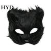 Lightweight Cosplay Animal Mask Long Fur White Fox Half Face Mask, Halloween Masquerade Comfortable Elegant Fairy for Ancient Style Photoshoot