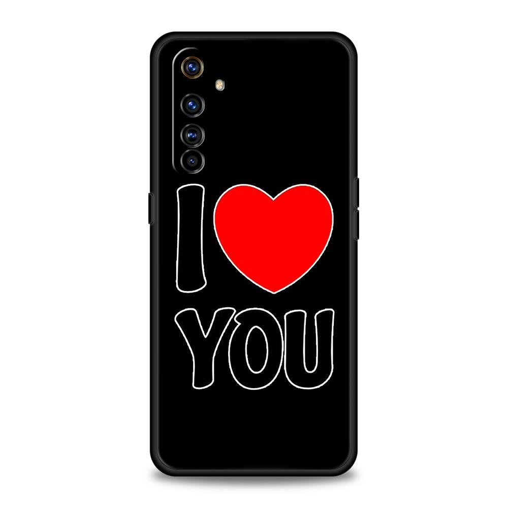 Я люблю тебя Розовое сердце Чехол для телефона Для Realme 12 11 10 9 8 5G 7 6 GT5 GT3 GT2 Pro Plus C21 C11 C25 C35 GT Neo 2 3 3T 5 Мягкая крышка