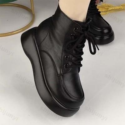 Женские зимние ботинки 2025 Зимние Новые Плюшевые Утепленные Теплые Ботинки на Платформе Короткие Ботинки Перекрещенные Ремешки Уличные Нескользящие Хлопковые Ботинки