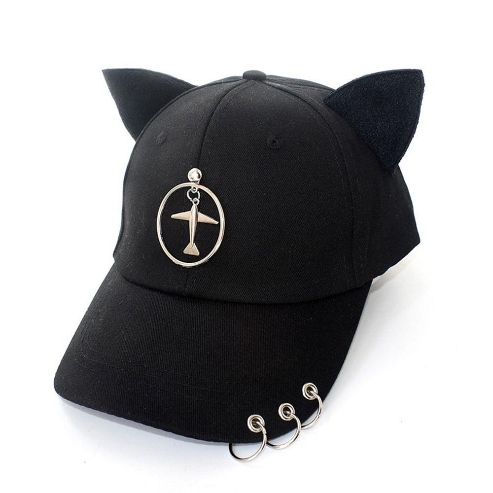 Metal Rings Baseball Caps Cotton Sunscreen Hat Creative Duckbill Cap Unisex
