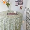 Waterproof Round Tablecloth Fresh Green Nature Tea Table Cloth Plant Luxury Deluxe Thick and Solid Table Cover Spring Home Use