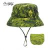 Camouflage mountaineering basin hat outdoor men's big head circumference bucket hat sun protection can be stored bionic camping jungle hat